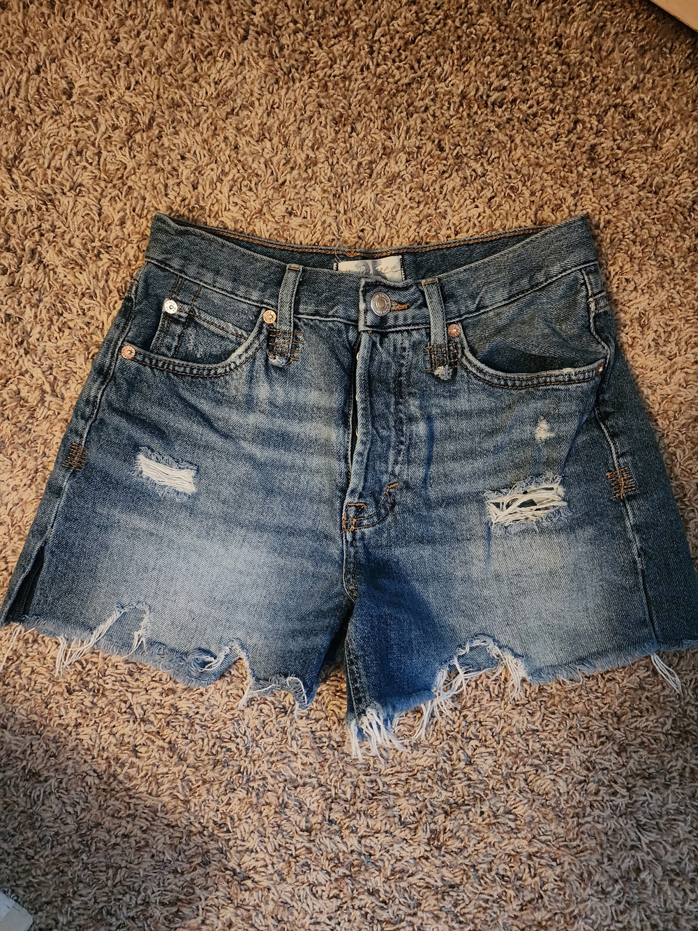 We The Free Distressed Button Fly Denim Jean Shorts